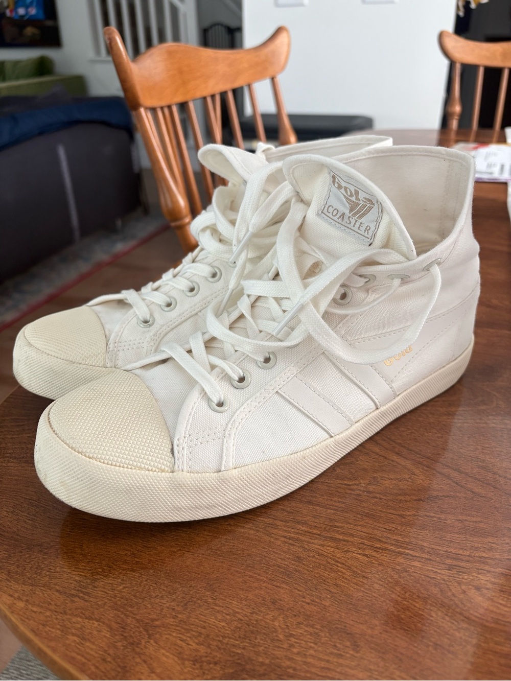 Gola Cream High-Top Canvas Sneakers